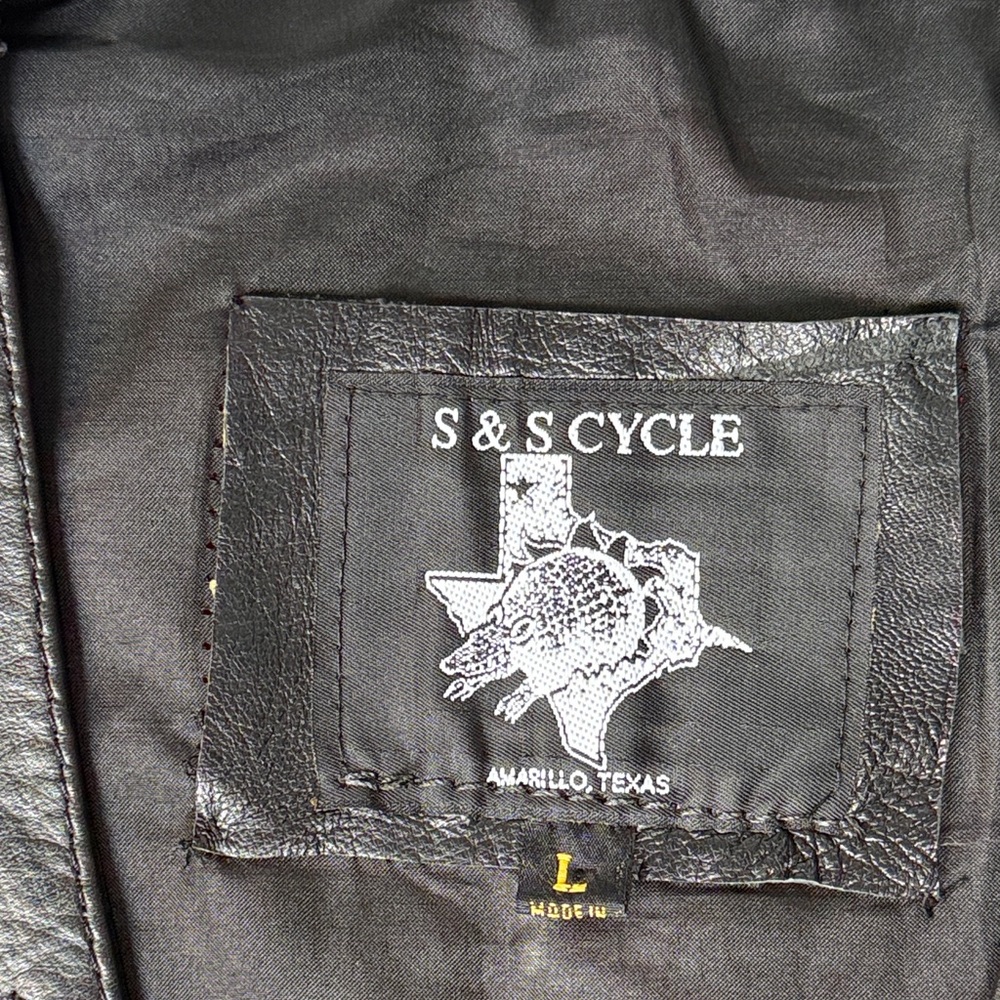 VTG S&S Cycle Black Leather Biker Vest Women L TX Rose Fringe Yoke Concho Moto - Picture 4 of 17